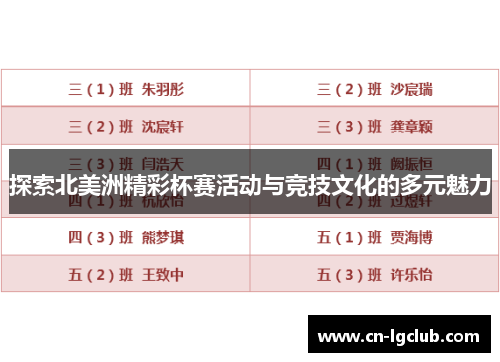探索北美洲精彩杯赛活动与竞技文化的多元魅力 探索北美洲精彩杯赛活动与竞技文化的多元魅力